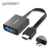 Convertor HDMI la VGA Ugreen, Audio 3.5mm, Micro USB, Full HD 1080p, Negru