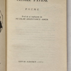 COLECTIA CELE MAI FRUMOASE POEZII, POEME de CESARE PAVESE , 1971