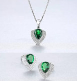 Cumpara ieftin Set Colier si Cercei Din Argint Water Drop Verde/Green Zirconiu SET308C, Argintboutique