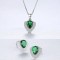 Set Colier si Cercei Din Argint Water Drop Verde/Green Zirconiu SET308C