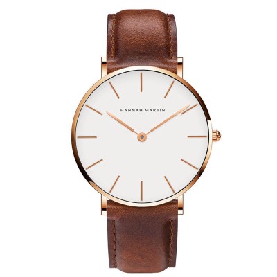 Ceas barbatesc Hannah Martin Clasic Elegant Quartz Curea din piele naturala foto