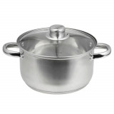 Oala cu capac Santo, Domotti, &Oslash;24 cm, 5.8 L, inox/sticla, argintiu