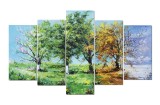 Cumpara ieftin Set 5 piese tablou pictat manual, Anotimpuri, 150x90cm ulei pe panza, Mircea Iordache