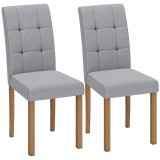 HOMCOM Set de 2 scaune pentru sufragerie, scaun de bucătărie modern cu șezut căptușit din țesătură cu aspect de in, gri deschis | Aosom Romania