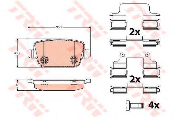 Set placute frana,frana disc LAND ROVER FREELANDER 2 (LF, FA) (2006 - 2014) TRW GDB1708