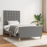 VidaXL Cadru de pat fără saltea, gri &icirc;nchis, 100x200 cm, textil