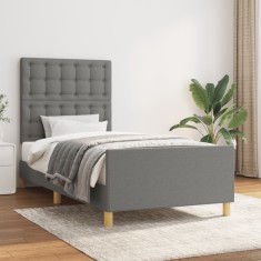 vidaXL Cadru de pat fără saltea, gri &icirc;nchis, 100x200 cm, textil