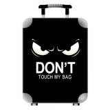 Autocolante pentru valiză cu model ochi furioși și mesaj 'Don't touch my bag', set 3 buc, 32x28 cm, negru, CMCLASS