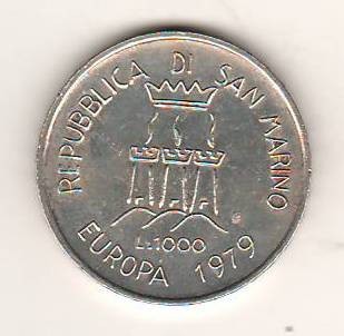 SV * San Marino 1000 LIRE 1979 * ARGINT * EUROPA * AUNC+ foto