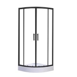 Cumpara ieftin Cabină de duș curbată Spirit Clear 90x90x194 cm cu cădiță de duș acrilică ranforsată, neagră