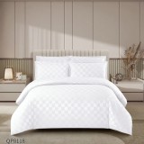 Cumpara ieftin Lenjerie de Pat Damasc Finetat, cu Elastic, 4 Piese, Alb - QP8118