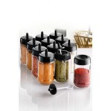 Set recipiente pentru condimente Kosova, Sticla, 300 ml, 12 bucati, Lingura, Transparent