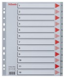 Index Esselte, plastic, reciclabil, A4 MAXI, 1-12, gri
