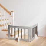 vidaXL Poartă pentru c&acirc;ini cu suporturi 2 pcs Sonoma gri 100 x 60 cm 892112