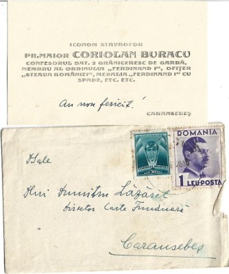 A3307N Carte de vizită iconom stavrofor pr maior Coriolan Buracu, confesorul Batalionului 2 Grăniceresc de Gardă foto