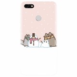 Husa silicon pentru Huawei Y6 Pro 2017, Cat And Snowman
