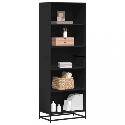 Gossi biblioteca, negru, 60x35x170,5 cm, lemn prelucrat foto