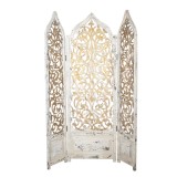 Cumpara ieftin Paravan decorativ lemn alb auriu vintage 124x3x186 cm