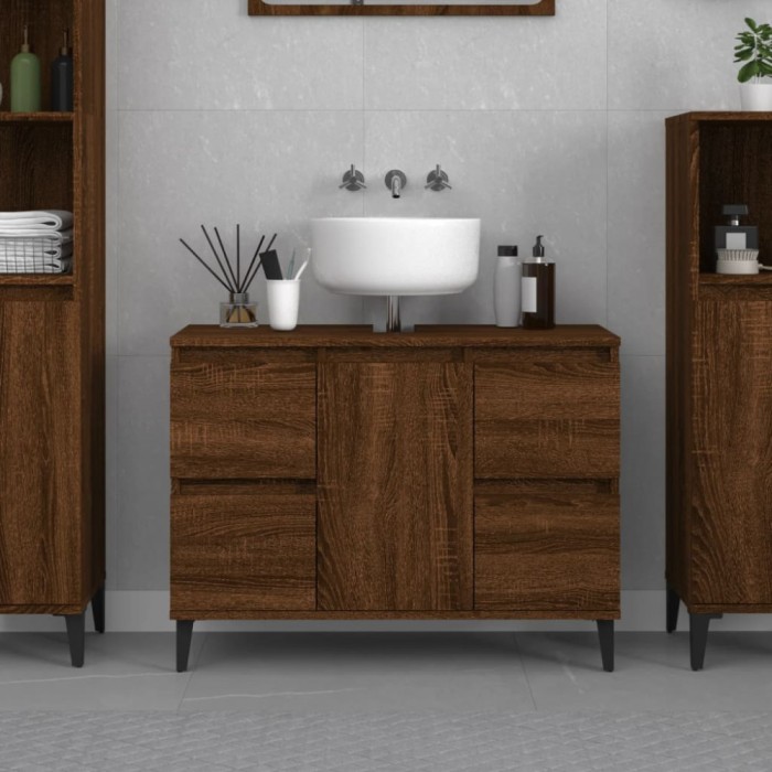 vidaXL Dulap de chiuvetă, stejar maro, 80x33x60 cm, lemn prelucrat 821283