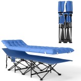 Outsunny Pat pliabil de camping cu saltea pernă buzunar lateral 190 x 65 x 37 cm p&acirc;nă la 150 kg Albastru &icirc;nchis | Aosom Romania