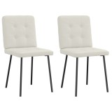 vidaXL Scaune de bucătărie, 2 buc., crem, catifea 4101066