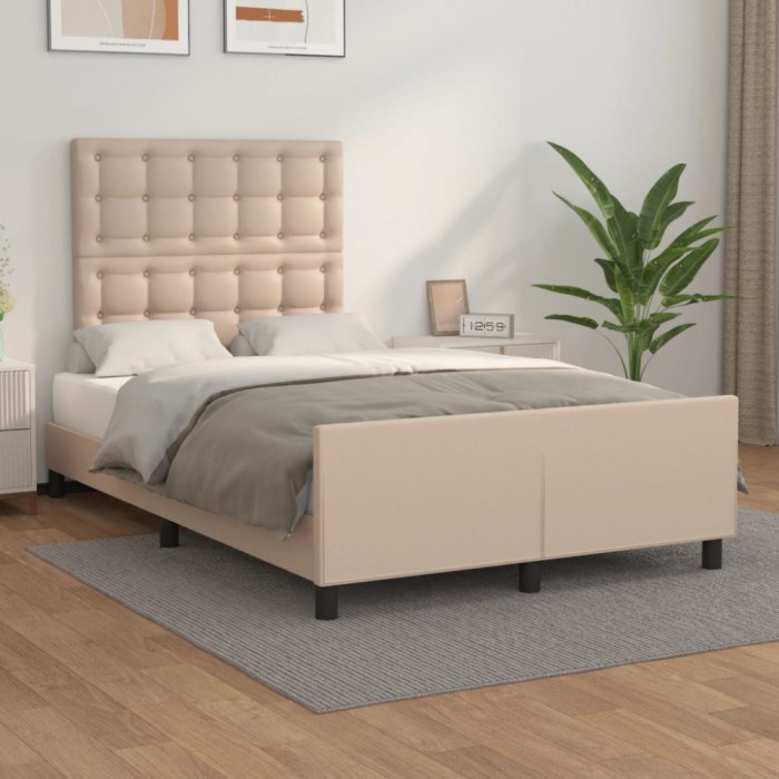 vidaXL Cadru de pat cu tăblie, cappuccino, 120x200 cm, piele ecologică 3125566