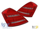Kit de stopuri LED de tuning potrivit pentru Mercedes W221 Clasa S 2005-2009, baza rosie si alba, cu semnalizator dinamic, stanga si dreapta Performan