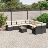 Gossi set canapele de gradina cu perne, 11 piese, negru, poliratan