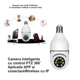 Camera Supraveghere IP WiFi PTZ 360&deg; E27 V380 Pro, 2MP, Full HD 1080p, Alerta Miscare, Inregistrare 24/7, Stocare Cloud/Card TF