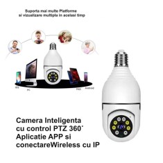 Camera de Supraveghere cu IP, PTZ 360˚si Wi-fi - E27 / V380 Pro