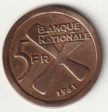 Moneda 5 francs 1961 - Katanga, Africa, Cupru (arama)