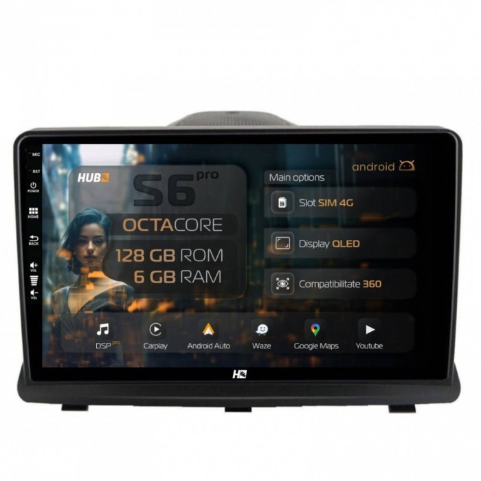 Navigatie Opel Antara (2006-2015) 6GB RAM Android 13 Octacore Slot Sim 4G DSP GPS Wi-FI Carplay Android Auto USB Bluetooth Waze Touchscreen 9 Inch