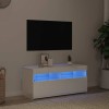 VidaXL Comodă TV cu lumini LED, alb extralucios, 90x35x40 cm