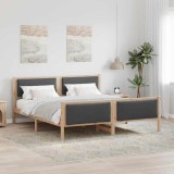 vidaXL Cadru de pat cu headboard Gri &icirc;nchis 200 x 200 cm țesătură 3394244