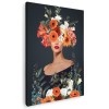 Tablou colaj portret femeie cu flori variate, multicolor 1344 Tablou canvas pe panza CU RAMA 60x90 cm