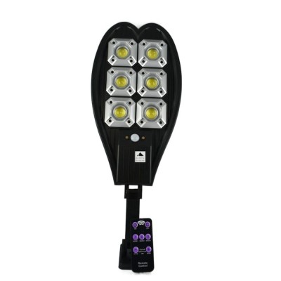 Lampa solara stradala, cu telecomanda, 3 moduri de functionare, rezistenta la apa, cu senzor de miscare, negru foto