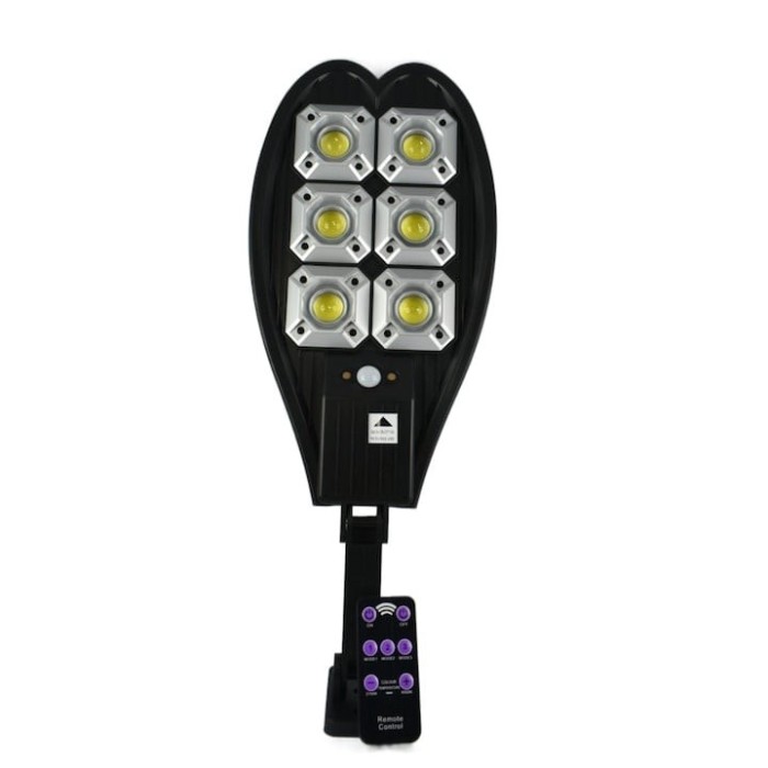 Lampa solara stradala, cu telecomanda, 3 moduri de functionare, rezistenta la apa, cu senzor de miscare, negru
