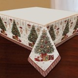 Fata de masa de Craciun Tapestry ecru cu broderie brad, CMCLASS