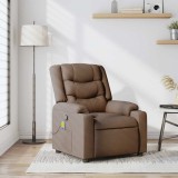 VidaXL Fotoliu de masaj rabatabil, maro, material textil