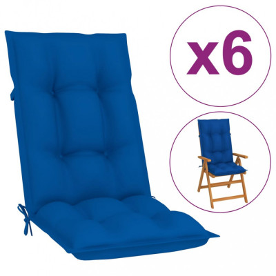 Perne pentru scaun grădină, 6 buc., albastru regal, 120x50x7 cm foto