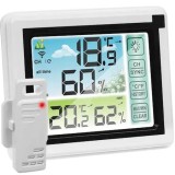 Statia meteo multifunctionala pentru Masurare Temperatura interioara, Exterioara si Umiditatea, culoare Alb/Negru, Oem