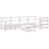 Set mobilier de gradina cu perne, 6 piese, alb, lemn masiv pin