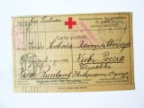 Rara! Carte postala tipografiata Crucea Rosie cenzurata militar Kiev 1917 expediata de un prizonier WWI din lagarul Saliivka