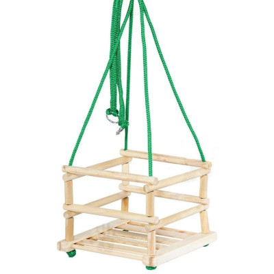 Leagan pentru copii, cadru lemn cu 4 laturi, corzi suspendare solide, 34x34 cm MultiMark GlobalProd foto