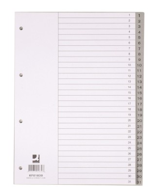Index plastic Q-Connect A4 numerotat 1-31 120 microni gri foto