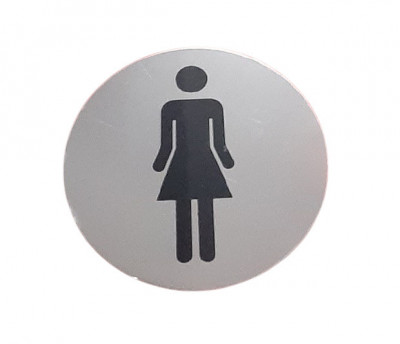 Semn indicator inox toaleta femei , &amp;Oslash; 8 cm - autoadeziv foto