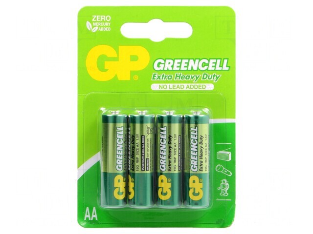 Baterii Zinc-Carbon 1.5V AA Nere&icirc;ncărcabile 4 Bucăți GREENCELL