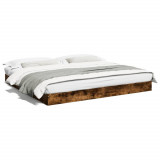 Cadru pat Gossi, 180x200 cm, stejar fumuriu, lemn prelucrat, lamele placaj. Pat dormitor design modern, stabil si rezistent.