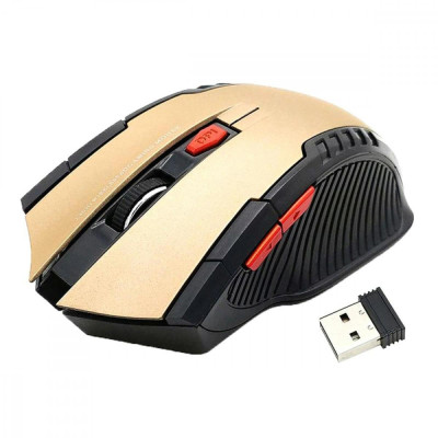 Mouse Optic Gaming Wireless, 1600 DPI, culoare Gold foto