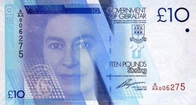 GIBRALTAR █ bancnota █ 10 Pounds █ 2010 █ P-36 █UNC █ necirculata foto